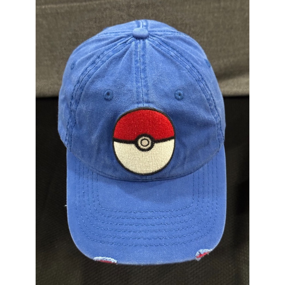 Bioworld Pokémon Baseball Cap Boy One Size Blue Pokeball logo Adjustable Dad Hat